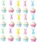40PCS Easter Bunny Cupcake Toppers – 5 Colors, 3.5"x13.5" for Party Cake Decorations